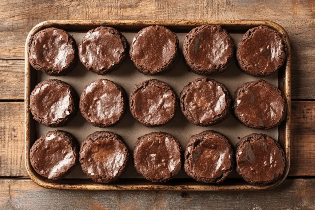 Close-up of freshly baked browned butter brownies.