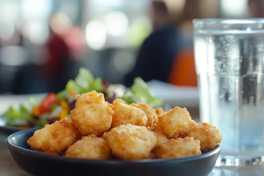 Chick-fil-A meal with nuggets, salad and water, showing the options for keto dieters.