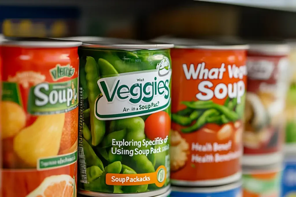 Variety of soup packs showing different vegetable variations.