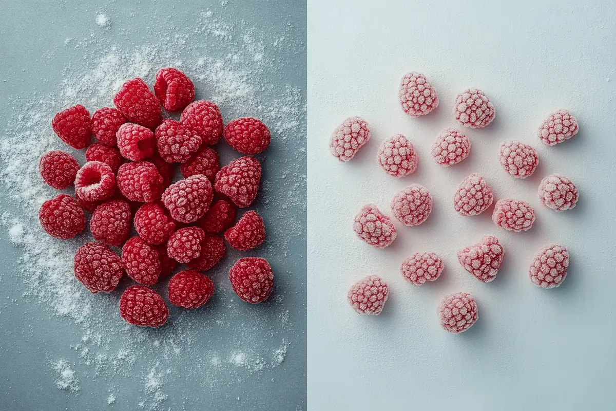 Frozen raspberries versus freeze-dried raspberries comparison