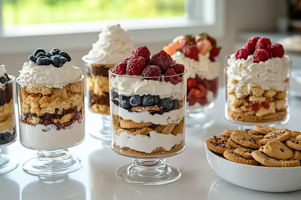 Pudding parfaits and trifles made with instant pudding.