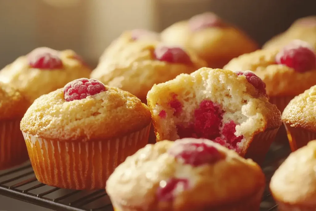 Muffins with frozen raspberries