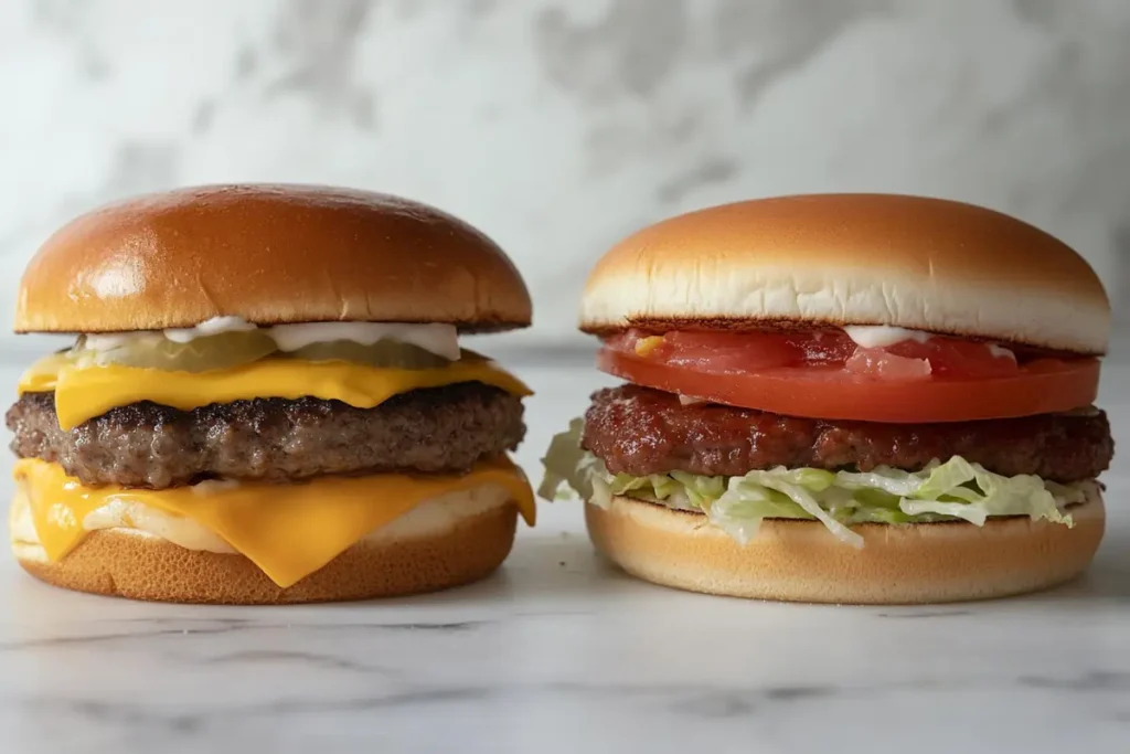 Traditional burger vs. smash burger comparison.