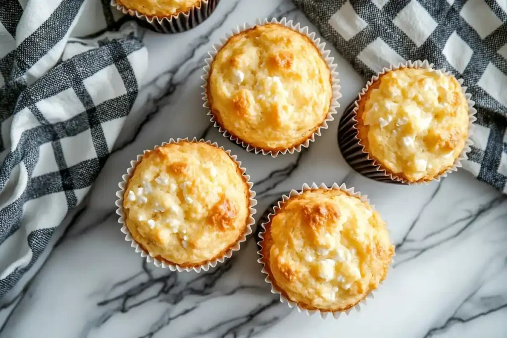 Adding cottage cheese to muffin batter for a homemade baking session.