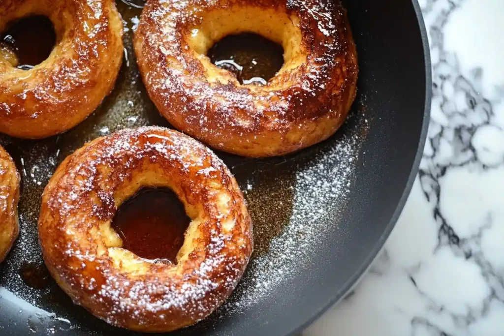 Homemade French Toast Bagels Cooking